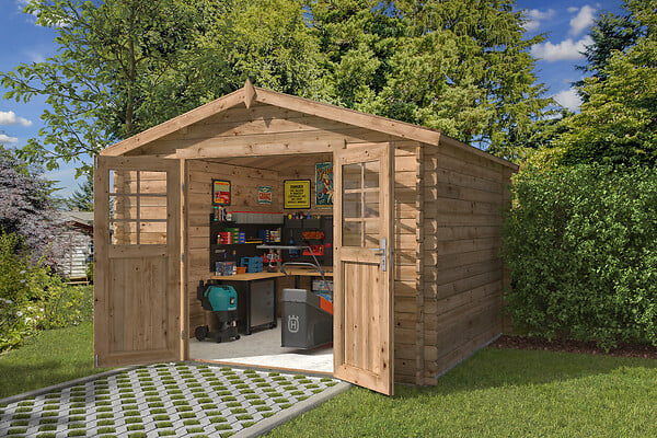 LASITAMAJA - Abri de jardin en bois Aurely - Marron - L.318.3xP.312cm - large