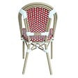 OVIALA - Chaise de terrasse bistrot parisien en aluminium et rotin rouge - Belleville - vignette