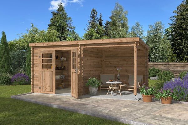 LASITAMAJA - Abri de jardin Sophy avec extension - Bois - 10.38m2 - large