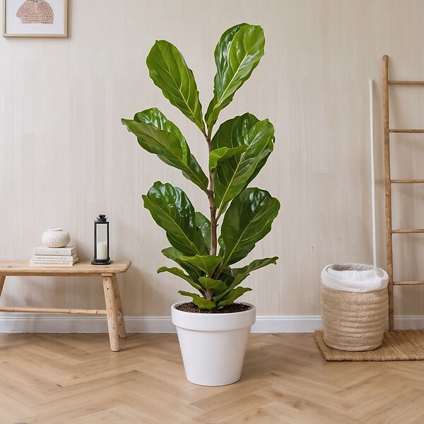 PLANT IN A BOX - Figuier à Feuilles de Violon - Set de 2 - Ficus Lyrata - Hauteur 70-90cm - ⌀21cm - large