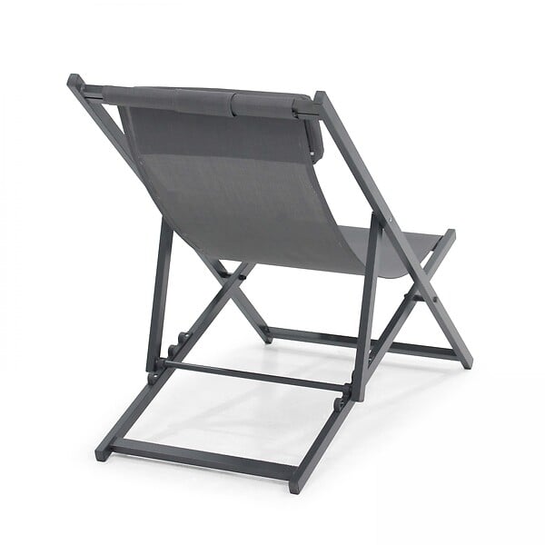 OVIALA - Lot de 2 transats en aluminium anthracite - Santiago - large