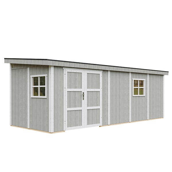TIMBELA - Abri de Jardin Qualité Premium 14,3 m² - H231x248x648 cm - Sans plancher e  paroi latérale - Timbela M941B-TUNDRA GREY - large