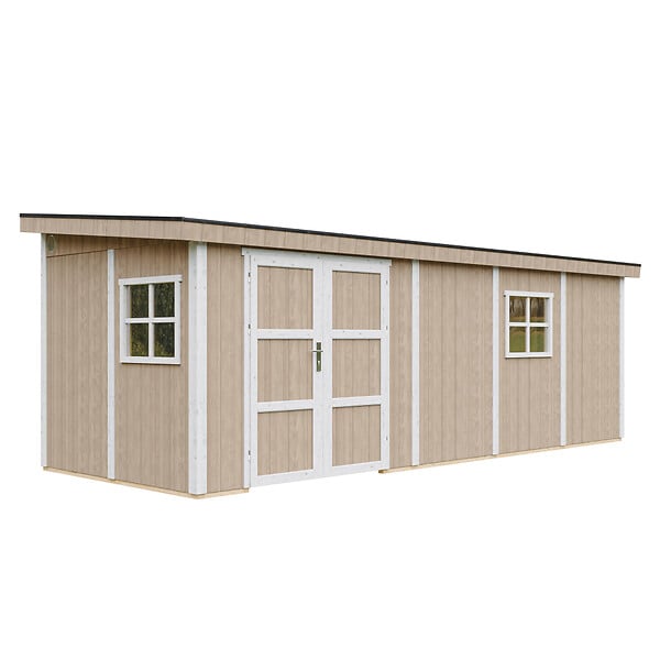 TIMBELA - Abri de Jardin Qualité Premium 14,3 m² - H231x248x648 cm - Sans plancher e  paroi latérale - Timbela M941B-TERRA BROWN - large