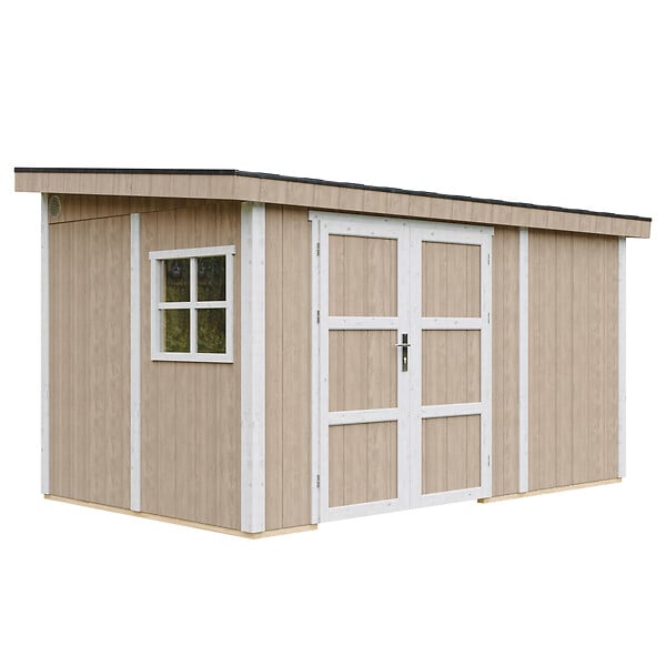 TIMBELA - Abri de Jardin Qualité Premium 8,68 m² - H231x248x412 cm - Sans plancher e  paroi latérale - Timbela M939B-TERRA BROWN - large