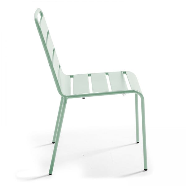 OVIALA - Chaise de jardin en métal vert sauge - Palavas - large