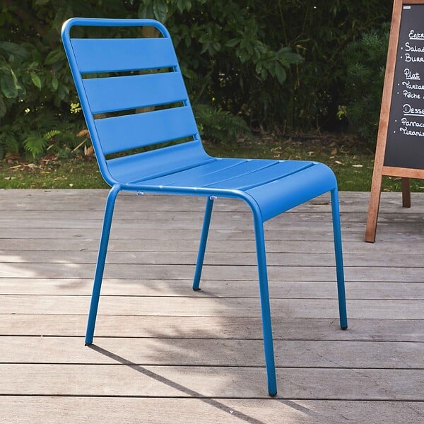 OVIALA - Chaise de jardin en métal bleu pacific  - Palavas - large