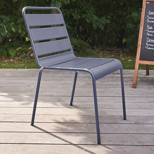 OVIALA - Chaise de jardin en métal gris anthracite - Palavas - large