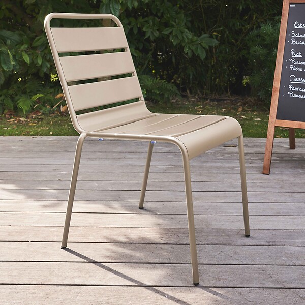 OVIALA - Chaise de jardin en métal taupe - Palavas - large