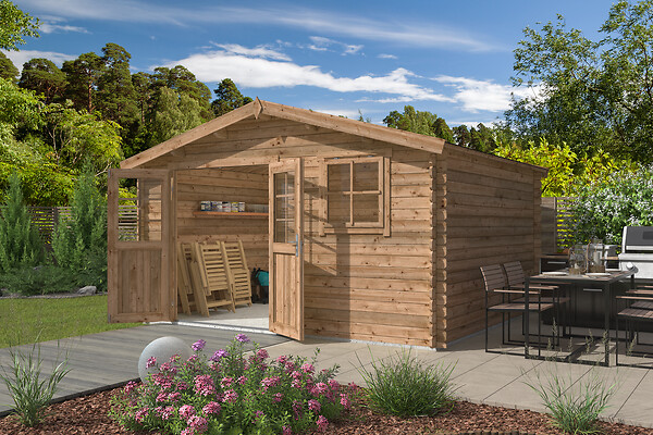 LASITAMAJA - Abri de jardin en bois ELMA 28mm - L.415.5xH.245xP.370cm - large