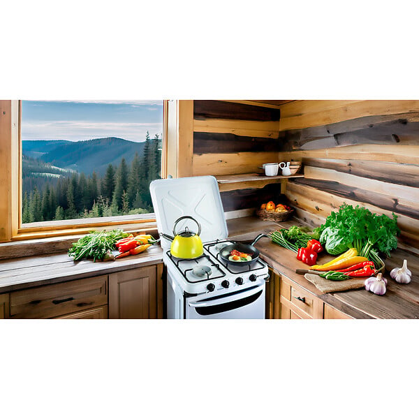 KEMPER - Réchaud gaz portable 4 feux 4650W Blanc laqué Couvercle KEMPER - large