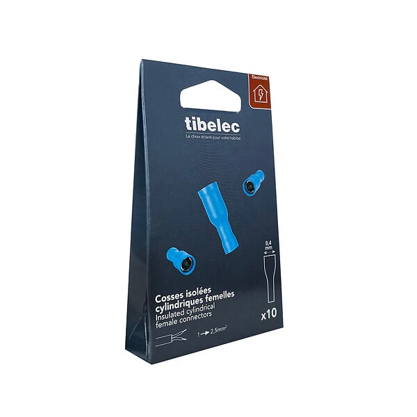 TIBELEC - 10 cosses 2.5mm2 cylind. fem. 5.3mm bl - large
