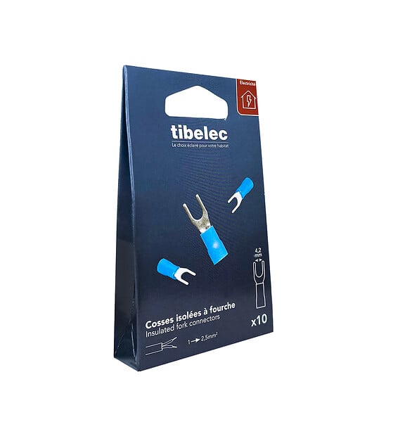 TIBELEC - 10 cosses 2.5mm2 a fourche 4.3mm bl - large