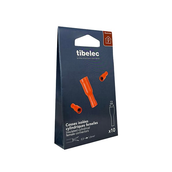 TIBELEC - Cosse à sertir femelle - Cuivre étamé - Rouge - 1.5 mm² - large
