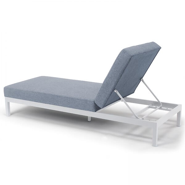 OVIALA - Lot de 2 bains de soleil inclinable en aluminium gris clair  - Galapagos - large