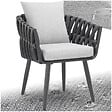 TECTAKE - Chaise au motif cordé avec structure en aluminium résistant aux intempéries et aux UV gris - vignette