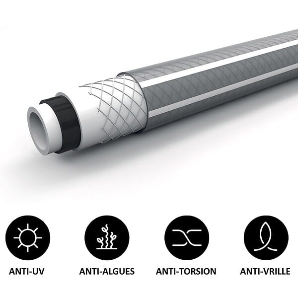 HUGGY TUYAUX - Tuyau d'arrosage professionnel 5 couches Ø 12.5 mm (1/2 pouce) - Longueur 50 mètres - large