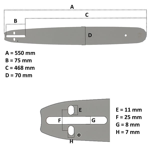 GT GARDEN - Guide 20 pouces (50 cm) avec chaîne 76 maillons pour tronçonneuse - large