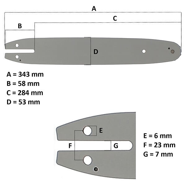 GT GARDEN - Guide 12 pouces (30 cm) avec chaîne 44 maillons pour multifonction 4 en 1 et outil sur perche - large