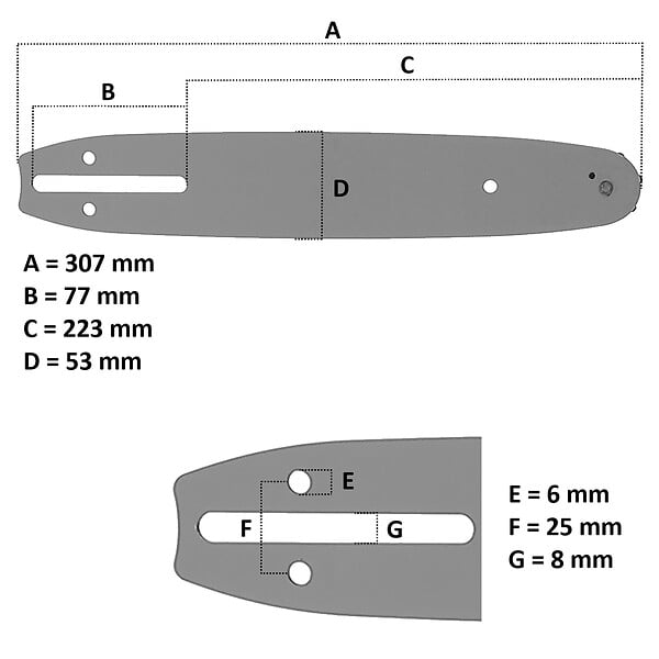 GT GARDEN - Guide 10 pouces (26 cm) pour tronçonneuse élagueuse 25 cm3 - large