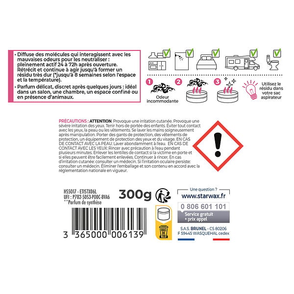 STARWAX - Destructeur d'odeurs Fleur de Lotus - 300g - 8 semaines - large