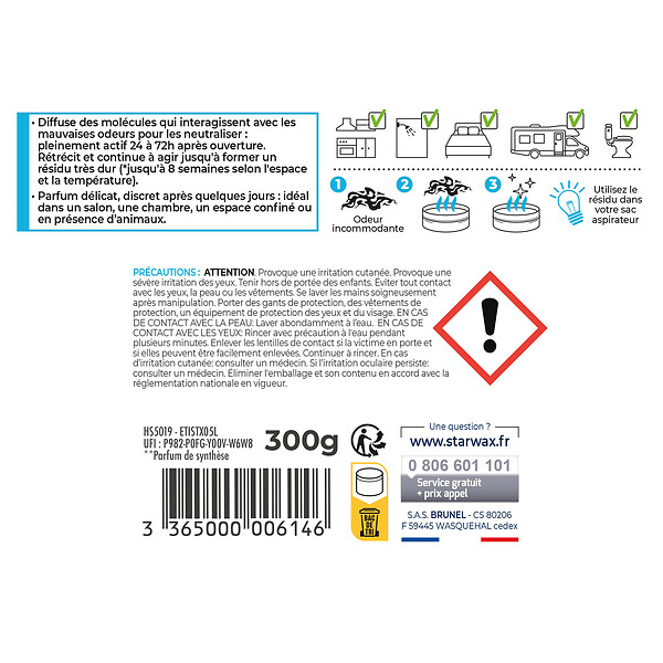 STARWAX - Destructeur d'odeurs fraicheur matinale 300g - large