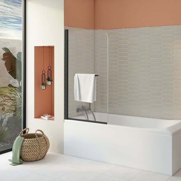 ALLIBERT - Pare baignoire réversible 80 x 140 cm noir GENA - large
