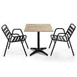 OVIALA - Ensemble table de jardin en bois et 2 fauteuils en aluminium gris  - Times square - vignette