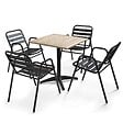 OVIALA - Ensemble de jardin table et 4 chaises aluminium et bois - Times square - vignette