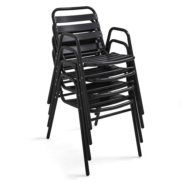 OVIALA - Ensemble de jardin table et 4 chaises aluminium et bois - Times square - large