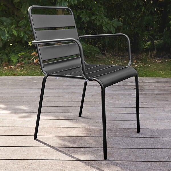 OVIALA - Fauteuil de jardin en métal noir - Palavas - large