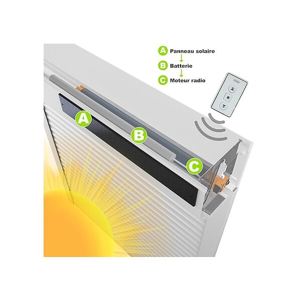 VOLET-MOUSTIQUAIRE - Volet Roulant SOLAIRE H170 cm x L150 cm en Alu Blanc - large