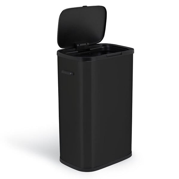 KITCHEN MOVE - Poubelle push inox PORTLAND noir 60L - large