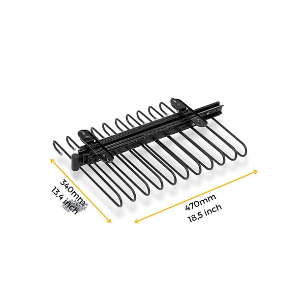 EMUCA - Porte-pantalons extractible, 11 tiges, guides d'extraction totale, Acier, Peint en noir - large