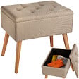 TECTAKE - Banc avec coffre de rangement aspect lin RANYA sable - vignette