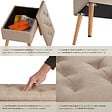 TECTAKE - Banc avec coffre de rangement aspect lin RANYA sable - vignette
