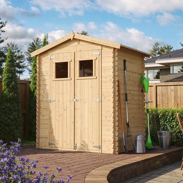 TIMBELA - TIMBELA M367+M367G Abri de jardin en bois I196xL136xH218 cm/ 1.98 m2 AVEC SOL TRAITÉ - large