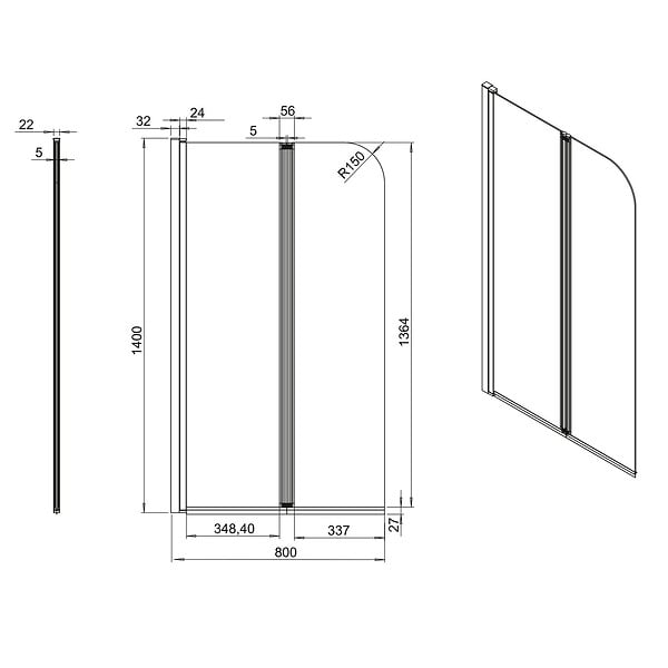 ALLIBERT - Pare baignoire réversible 80x140cm KORDO - large