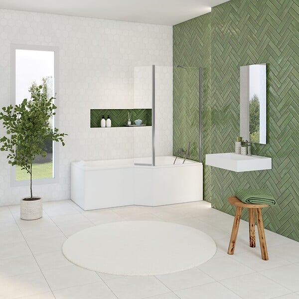 ALLIBERT - Pare baignoire  réversible chrome OBLIK - large
