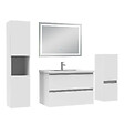 AICA SANITAIRE - Ensemble meuble salle de Bain 80cm avec colonne et miroir mural lumineux 3 couleurs blanc - vignette