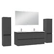 AICA SANITAIRE - Ensemble meuble Salle de Bain 120cm avec colonne et miroir lumineux dimmable anthracite - vignette