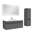 AICA SANITAIRE - Ensemble meuble salle de Bain 100cm simple vasque avec colonne + miroir 3 couleurs Anthracite - vignette