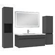 AICA SANITAIRE - Ensemble meuble Salle de Bain 100cm avec colonne + miroir lumineux 3 couleurs Anthracite - vignette