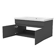 AICA SANITAIRE - Ensemble meuble Salle de Bain 100cm avec colonne + miroir lumineux 3 couleurs Anthracite - vignette
