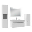 AICA SANITAIRE - Ensemble meuble salle de Bain 80cm avec colonne + miroir mural lumineux 3 couleurs blanc - vignette