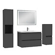 AICA SANITAIRE - Ensemble meuble salle de Bain 80cm avec colonne et miroir mural lumineux 3 couleurs Anthracite - vignette