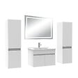 AICA SANITAIRE - Ensemble meubles Salle de Bain 60cm avec colonne + miroir lumineux 3 couleurs blanc - vignette