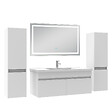 AICA SANITAIRE - Ensemble meubles Salle de Bain 100cm avec colonne + miroir lumineux 3 couleurs blanc - vignette