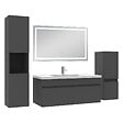 AICA SANITAIRE - Ensemble meuble salle de Bain 100cm avec colonne + miroir mural lumineux 3 couleurs Anthracite - vignette