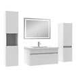 AICA SANITAIRE - Ensemble meuble Salle de Bain 80cm avec colonne + miroir lumineux 3 couleurs blanc - vignette