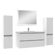 AICA SANITAIRE - Ensemble meuble Salle de Bain 100cm avec colonne et miroir lumineux dimmable blanc - vignette
